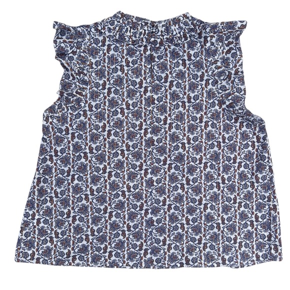 BODEN Babydoll Top Sz 14 Floral Ruched Panels Metallic Threads Boho Cottagecore - Picture 12 of 16